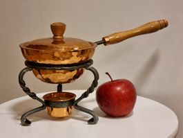 Vintage Kupfer-Rechaud mit Pfännchen & Brenner