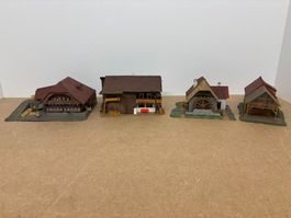 4er Set Kibri H0 Bauernhäuser, Mühle, Schopf sehr schön erh.