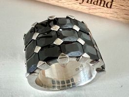 Designer Statement Silberring 925+MP- Onyx facettiert - 22g