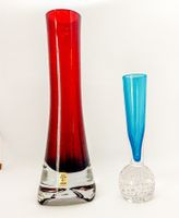 Åseda Glasbruk Sweden 2 vase verre Glasvase vintage 60s 70s
