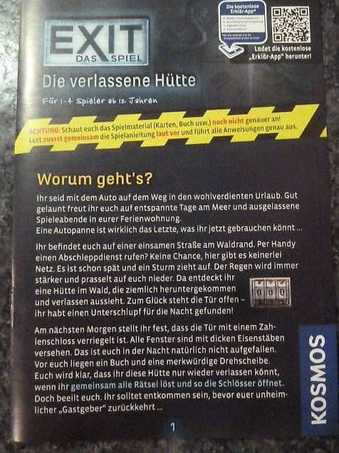 Kosmos Giochi: EXIT das Spiel / Die Verlassene Hütte NEU – Nuovo (secondo la descrizione) da Ueken venduto da dale02