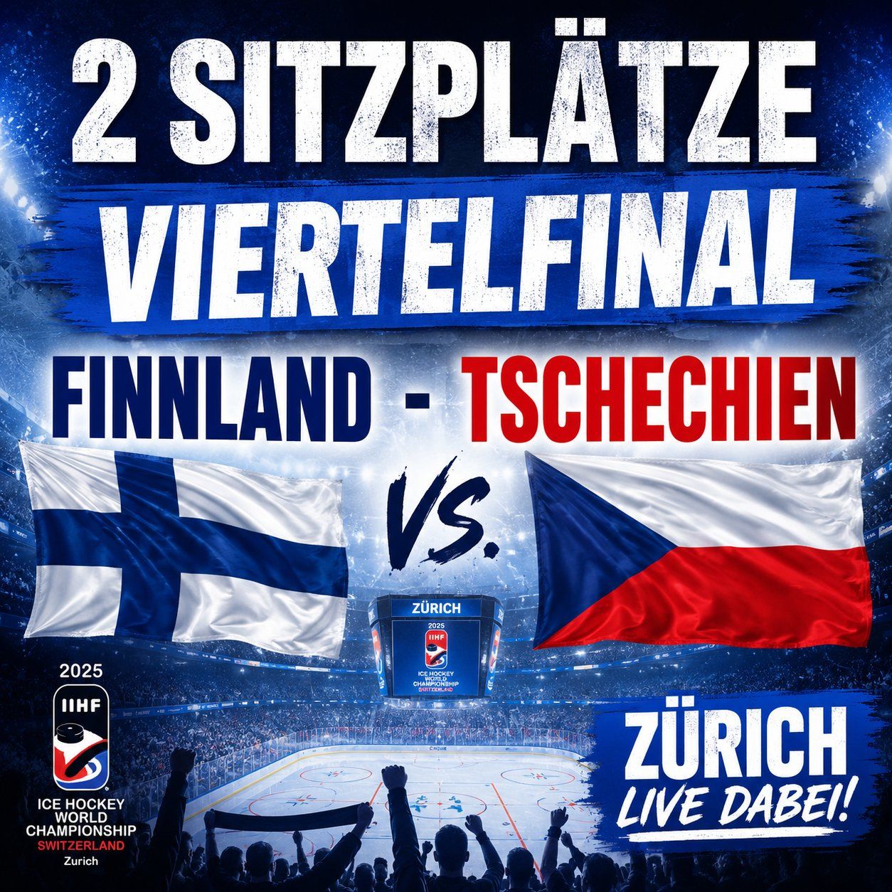 Biglietti: 2 Sitzplätze Viertelfinal Finnland - Tschechien – Nuovo (secondo la descrizione) da Winterthur venduto da festive