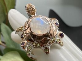 Art Deco Stil Ring in SS mit grossem Mondstein, Gr.55