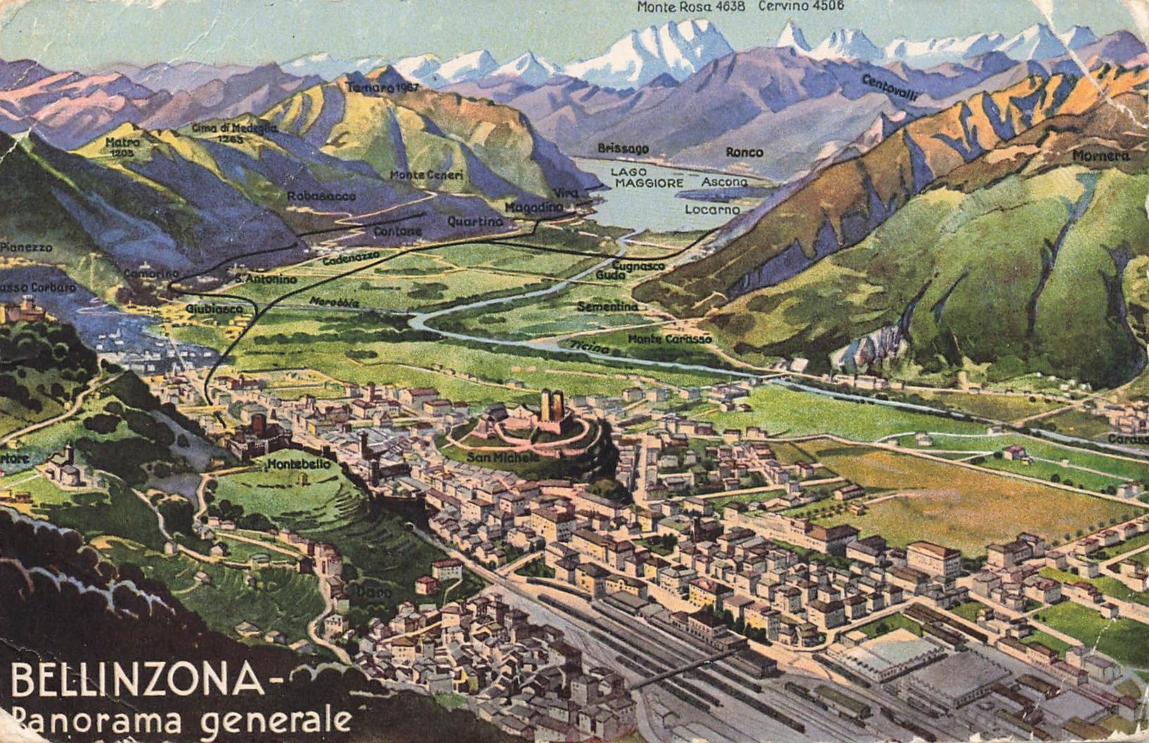 Cartes postales: Bellinzona panorama Bahnhof – D'occasion à Biasca par Blenio71