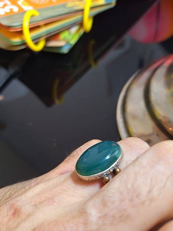 Ringe: Silber-Ring mit grünem Onyx – Gebraucht aus Olten von si91 4