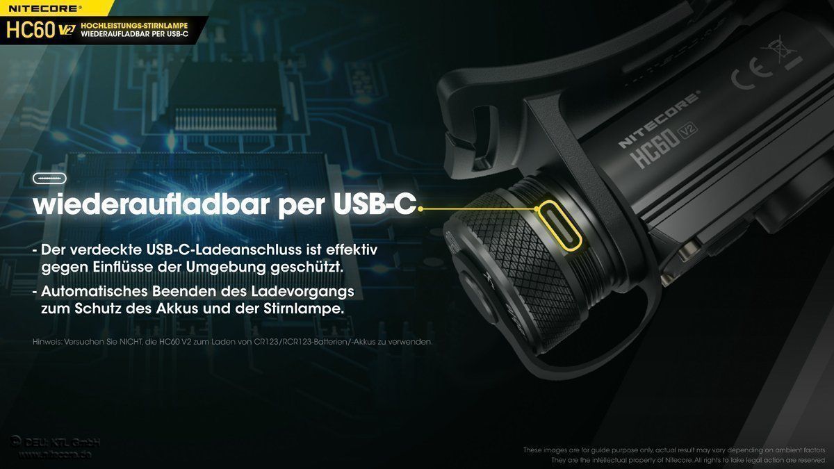 NiteCore Lampen: Nitecore HC60 V2 - Kopflampe 1200 Lumen, – Neu und originalverpackt aus Grüningen von Prolumin 2