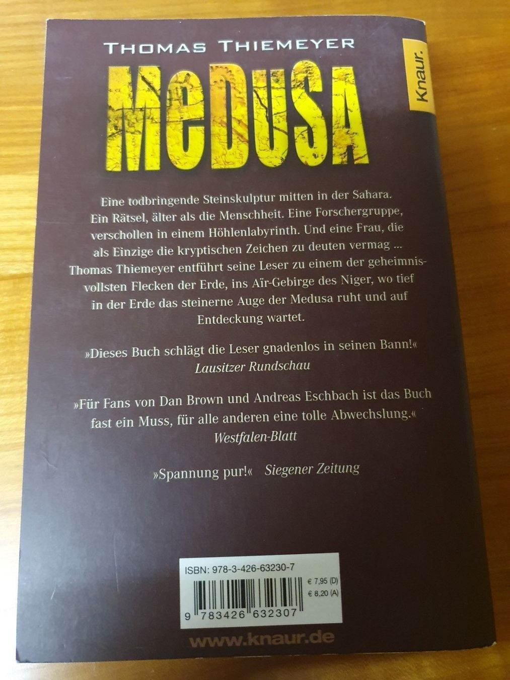 Livres: Medusa- Thomas Thiemeyer Roman – D'occasion à Oberdorf BL par BaldenEagle 1