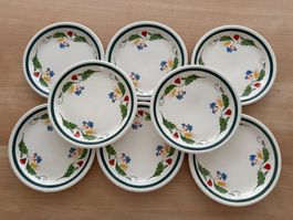 8 DDR Teller, VEB Torgau, Blumenmotif