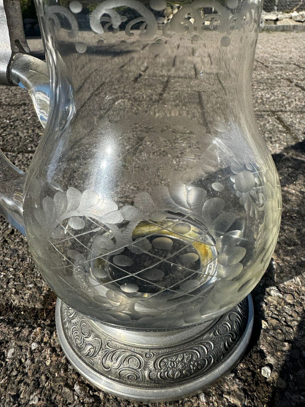 Bicchieri: Glas-Zinn Bierkrug – Usato da Egg b. Zürich venduto da Brocki_Insel_Egg 1