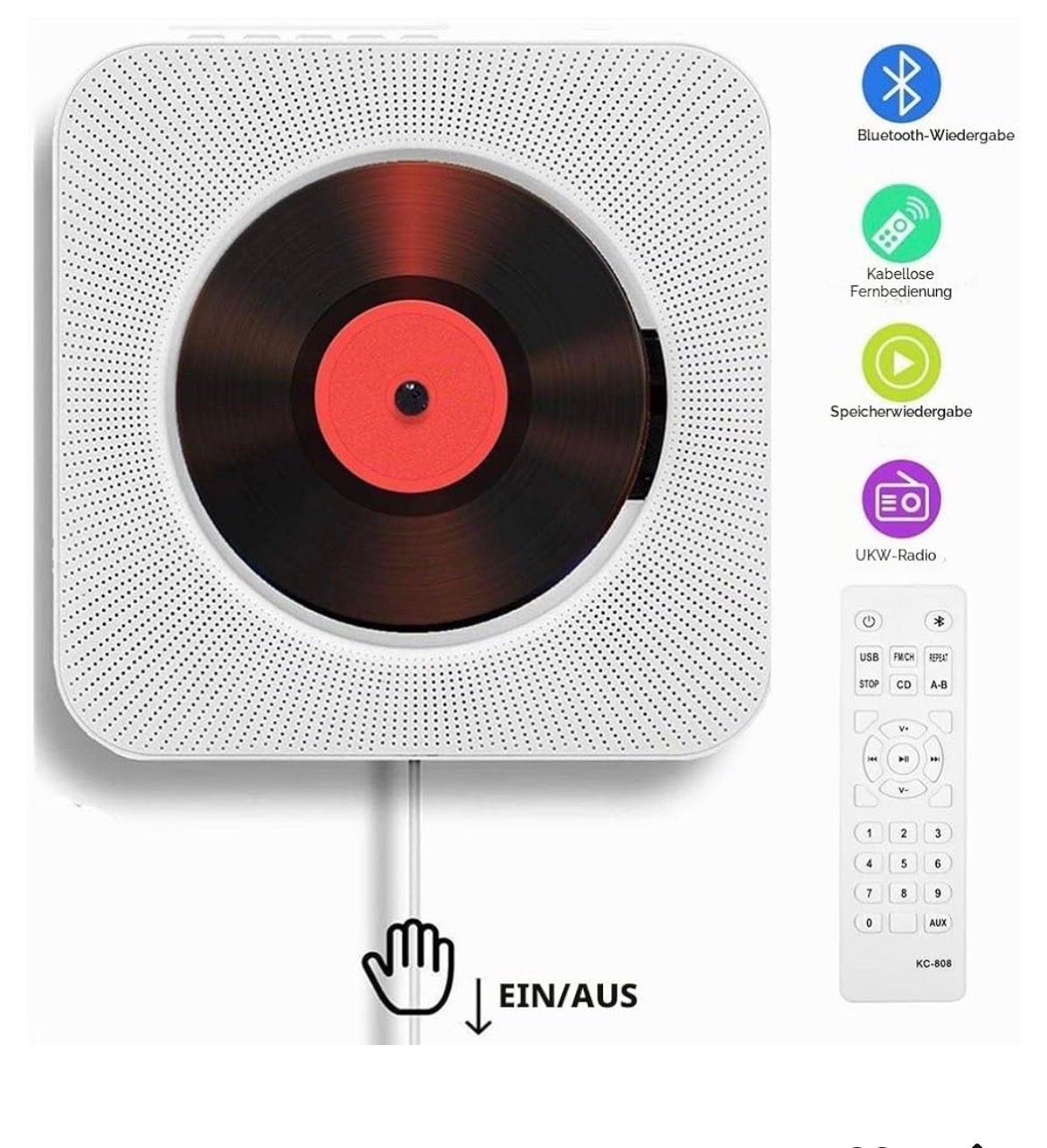 Lettore multimediale portatile: Tragbarer CD Player mit Bluetooth Wand und Tischmontage CD – Usato da Birsfelden venduto da Pearl10 2