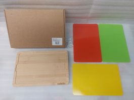 Nahrin bamboo chopping board with 3 coloured covers 100%NEW