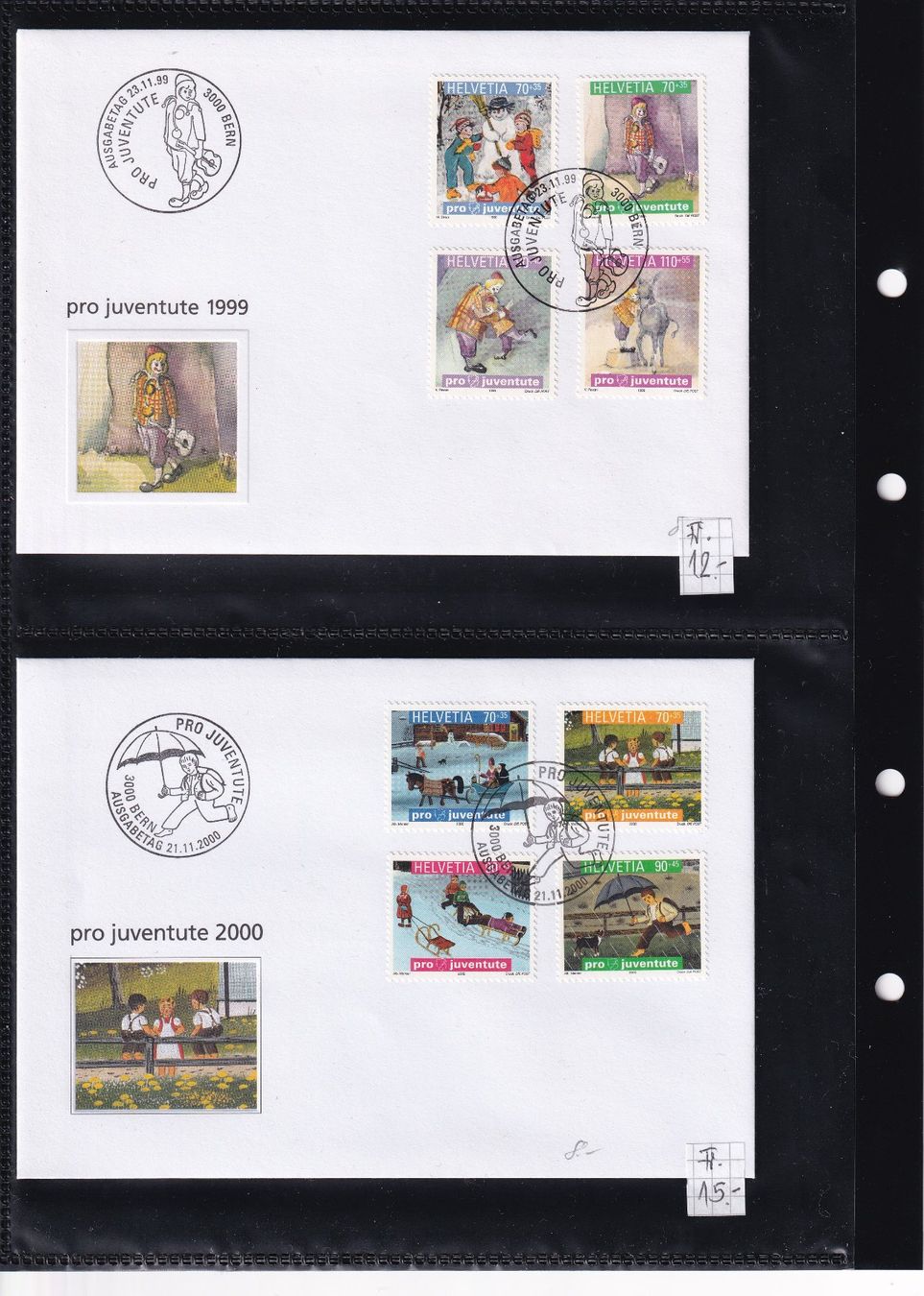 Alle Briefmarken: Sammlung FDC Pro Juventute 1954-2001 SBK 570.- – Gebraucht aus Rossa von becky05 7