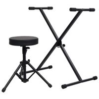 vidaXL KeyboardstÃ¤nder und Hocker Set Schwarz