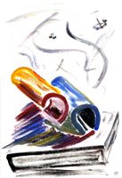 Serie 10 Acryl Gemälde auf Papier, nach Skulpturen