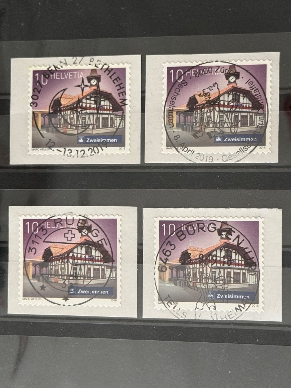 Tous les timbres: -.10 Dauermarke "Schweizer Bahnhöfe" 4x mit Vollstempel – D'occasion à Brütten par Hst1