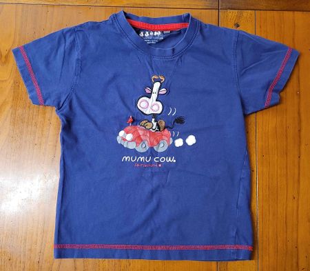 Mumu Cow T-Shirt Gr. 104/110 Blaues Kuhmotiv