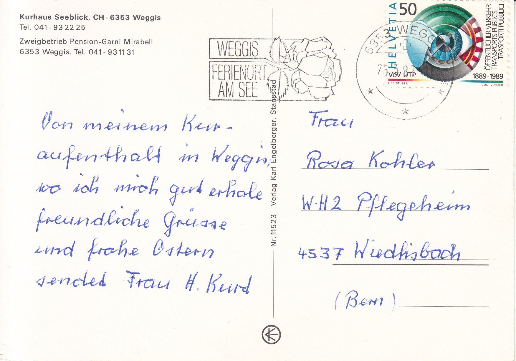 Cartes postales: Weggis Seeblick 1987 – D'occasion à Bürglen TG par StampGraf 1
