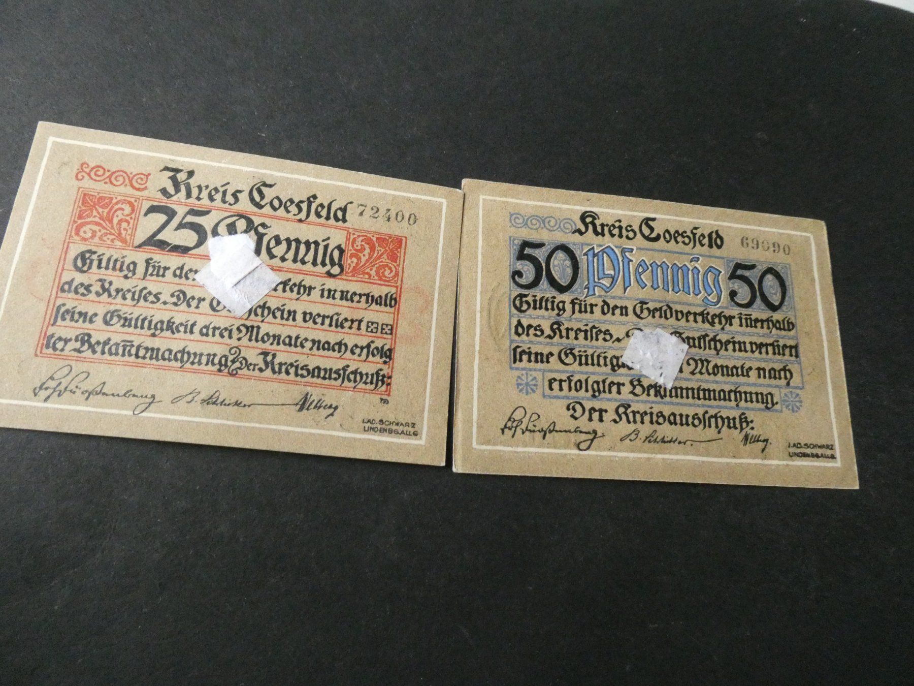 Banknoten: Dt. Reich, Coesfeld - Notgeldscheine – Gebraucht aus Hinterforst von rohusri 1