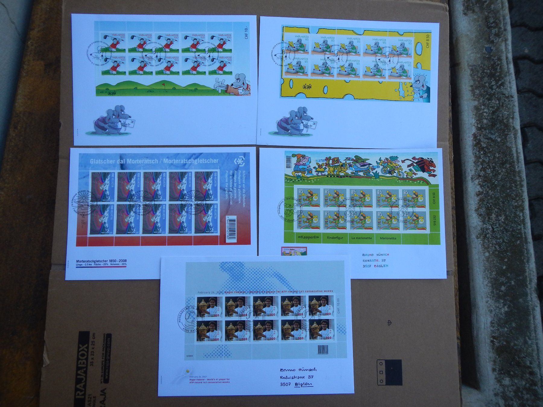 Tutti i francobolli: 10 FDC Kleinbogen 2005-09; 505.- – Usato da Aarwangen venduto da Suomo48 1