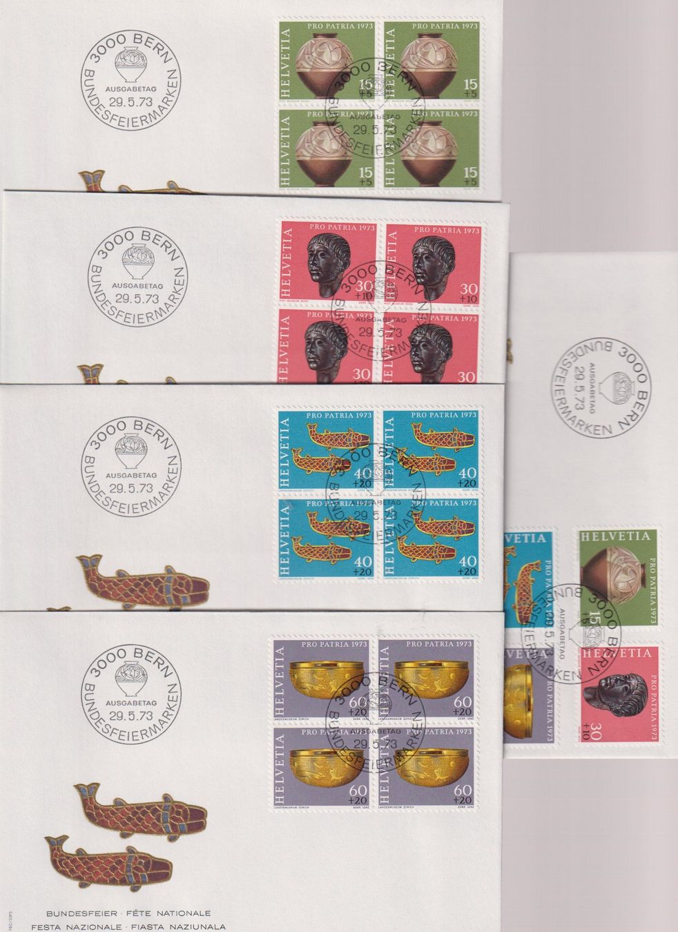 Tutti i francobolli: PP. FDC-Serie 1973. Einzelmarken & Vierer-Blocks. – Nuovo (secondo la descrizione) da Koblenz venduto da Boerse6