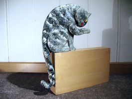 Katzen Kantenhocker Deko Holz Figur Unikat bemalt B)