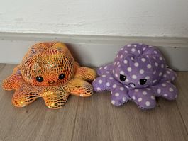Reversible Stimmungs Oktopus, Kuscheltier,Neu🧡💜🐙(2 Stk)
