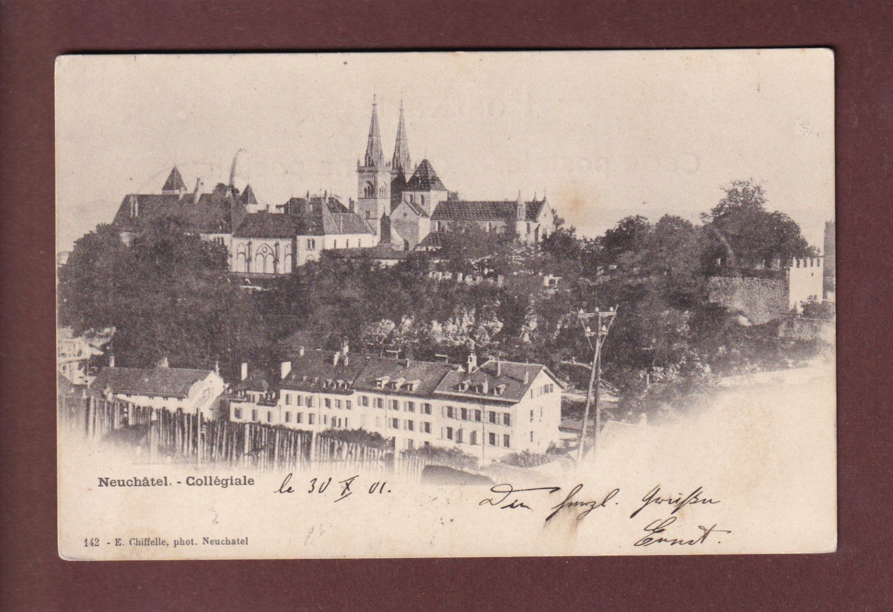 Cartoline postali: NEUCHÂTEL - Collégiale - 1901 – Usato da Pully venduto da nicecards-shop