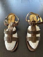 Sandales Kickers Cuir Marron Tressé, Talon Conique (8 cm)
