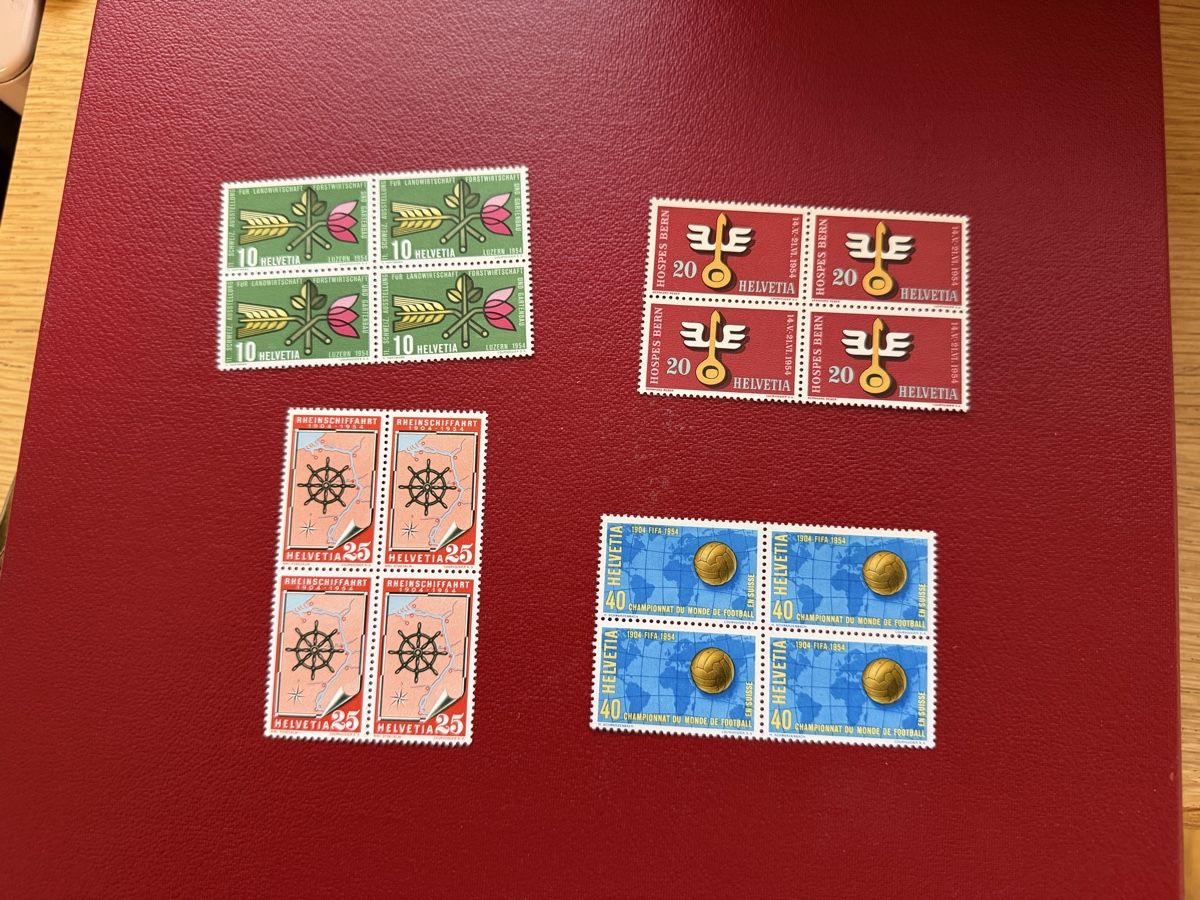 Tous les timbres: 1954 4er Block Satz Postfrisch  – Neuf (Voir description) à Murgenthal par Tina_4055