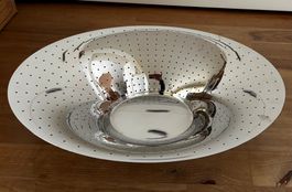 Alessi Obstschale, Edelstahl, Italien, Durchmesser ca42x32cm