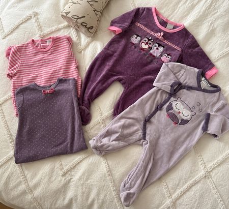 Lot de 4 vêtements bébé fille violet rose occasion taille 62