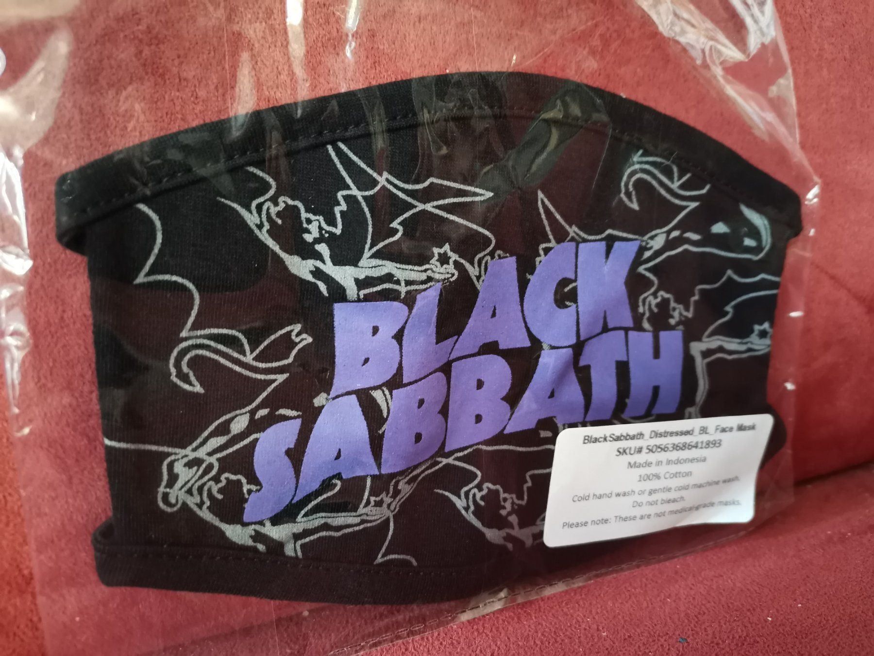 Protezione per viso e udito: Black Sabbath Gesichts Maske – Nuovo e nell'imballaggio originale da Zofingen venduto da noise123