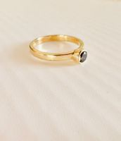 Ring Rauchquarz 925 Silber gold Stapelring fein rund 49