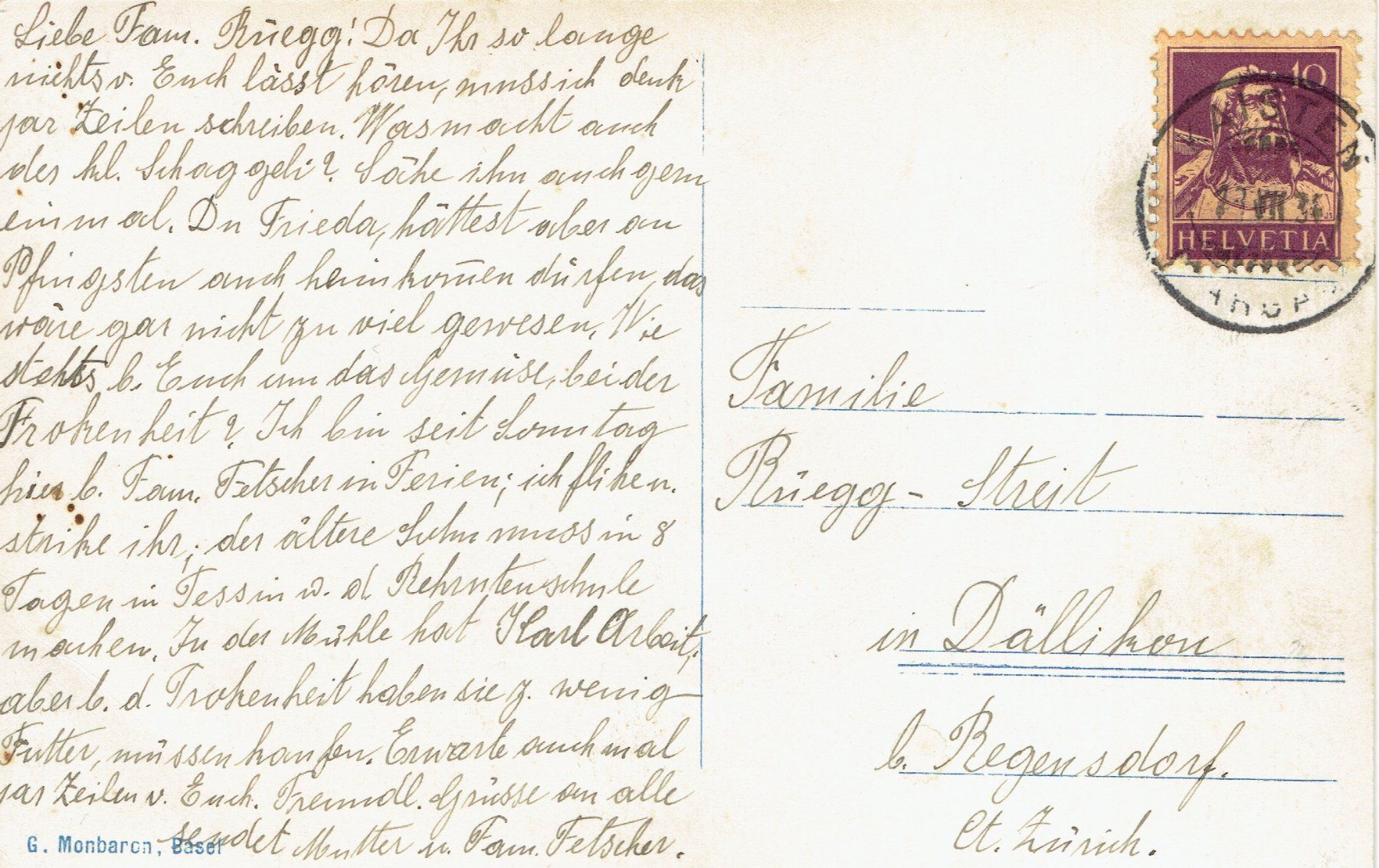 Ansichtskarten: Kaisten AG, um 1930 – Gebraucht aus Otelfingen von Schmitte9 1