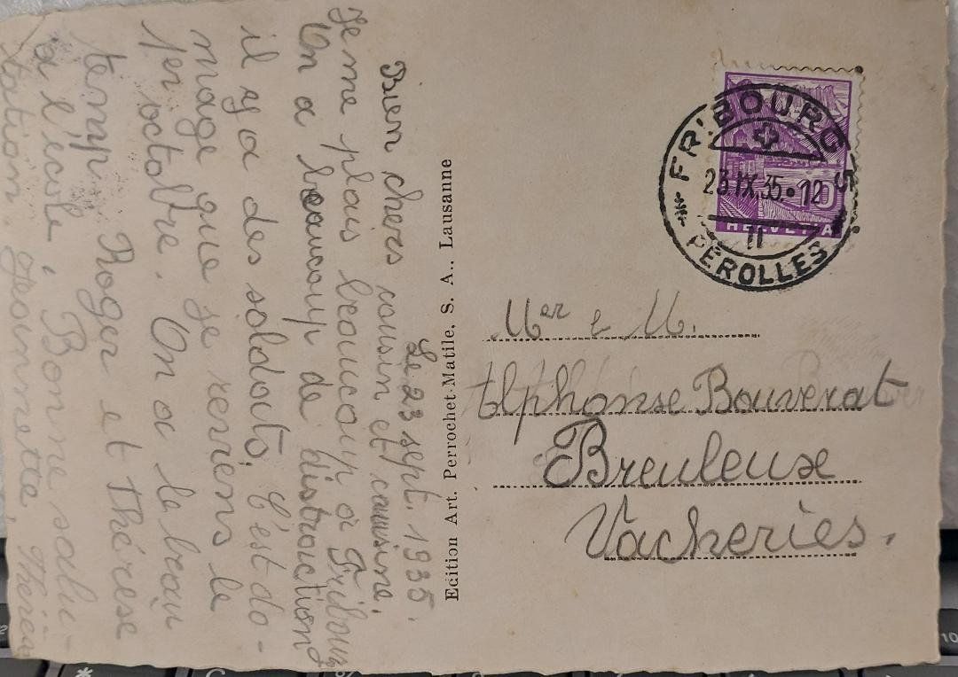Cartoline postali: FRIBOURG - Vue Générale - 1935 – Usato da Delémont venduto da Domdom1 1