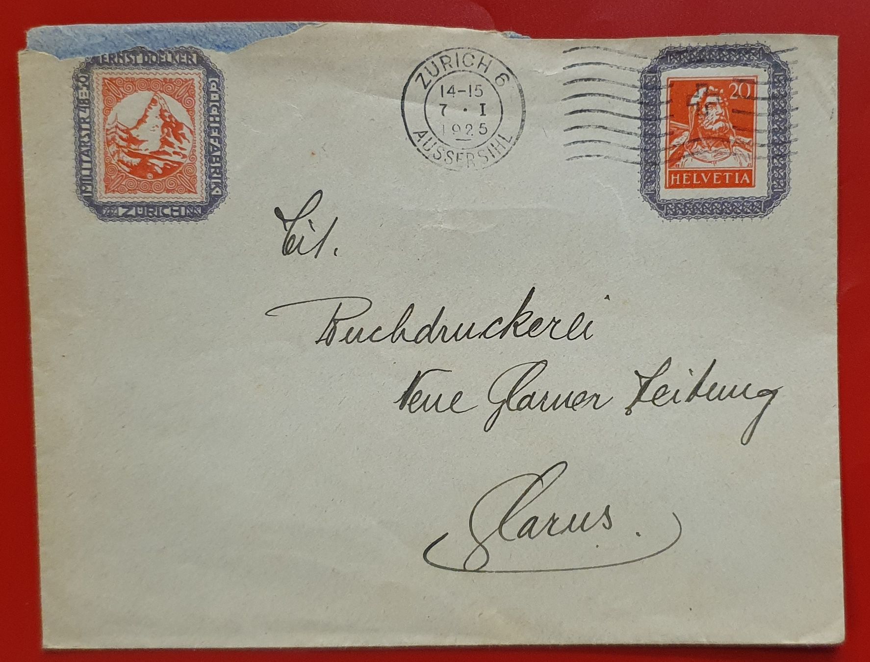 Tutti i francobolli: Ganzsache 1925 Ernst Doelker - mit "Umschlagmarke" – Usato da Kreuzlingen venduto da Rschweiz1