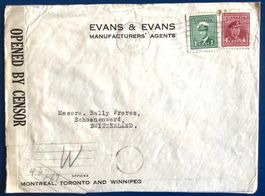 1944 Kanada Doppel Zensur Brief D.Reich / Britische nach CH