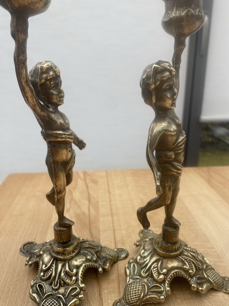 Portacandele: Barock Putto Kerzenständer – Usato da Wiesendangen venduto da argon03 3