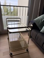 Servierwagen Mid Century Barwagen Messing Rauchglas Vintage