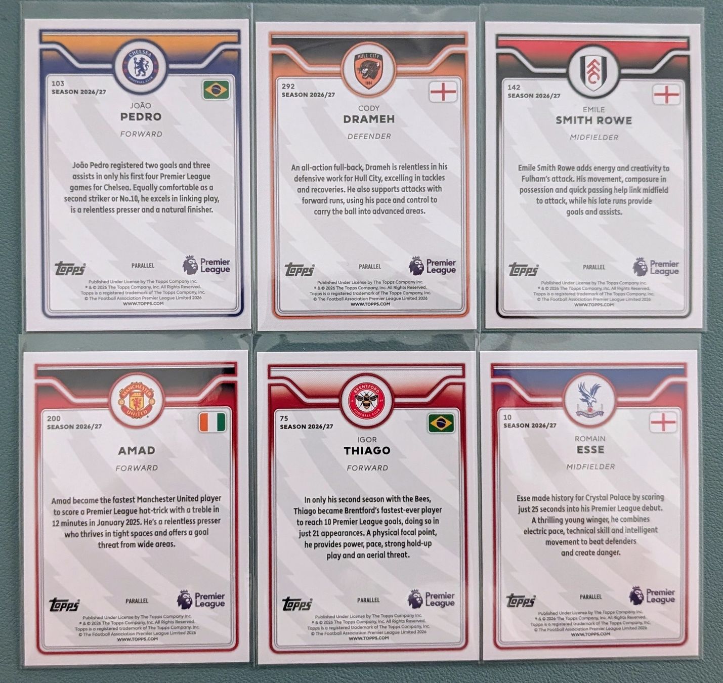 Topps Sammelbilder & Trading cards: PL Parallel – Amad, João Pedro, Romain Esse – 6 Karten – Neu (gemäss Beschreibung) aus Zürich von Milk-and-Chicken 1