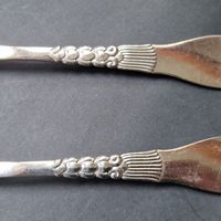 4 Jugendstil Esslöffel, Vintage Silverauflage 18cm