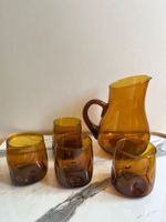 Ancien service à orangeade en verre ambré