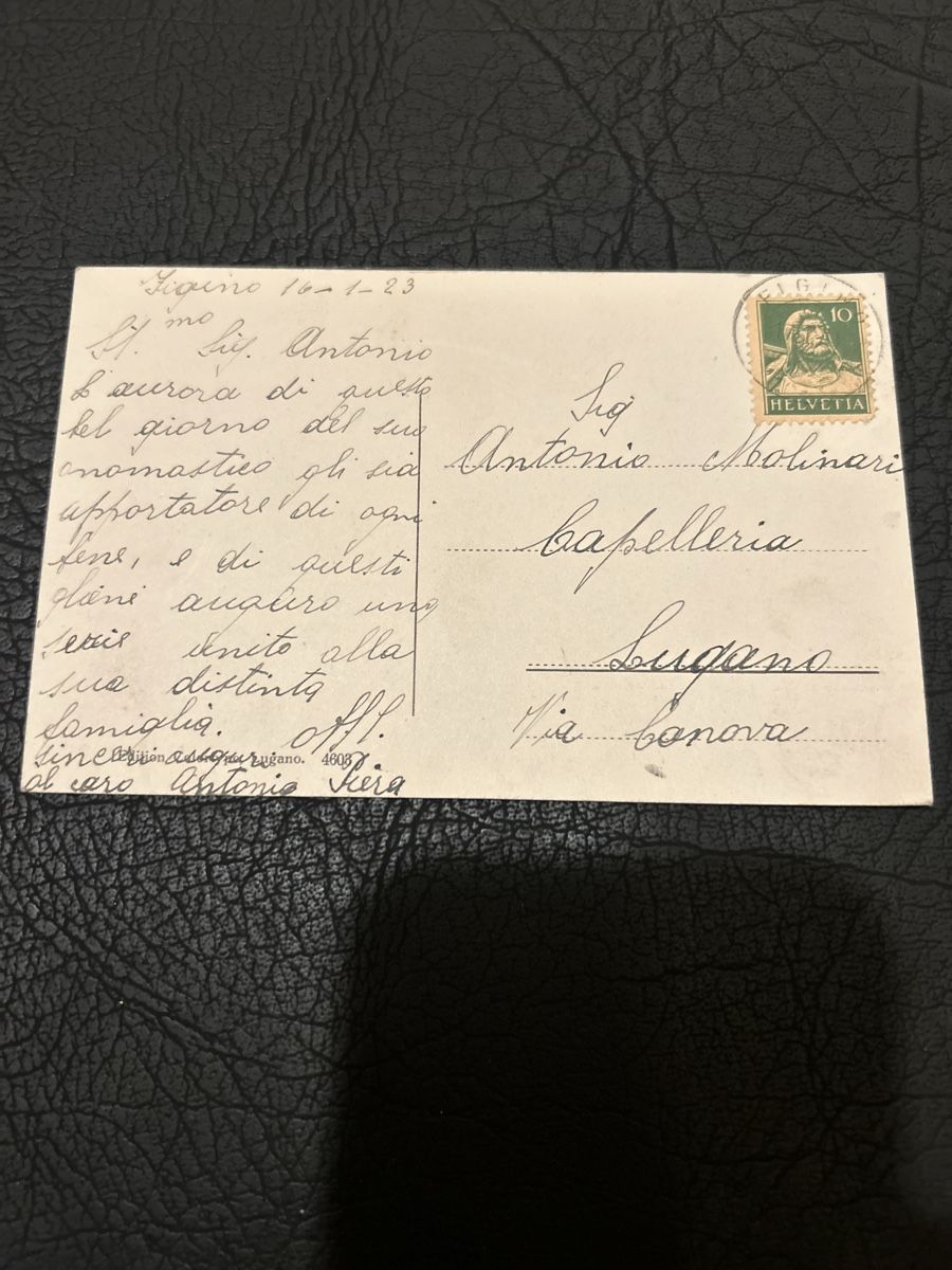 Cartoline postali: Un Saluto da Figino 1923 – Usato da Breganzona venduto da Milesbo 1