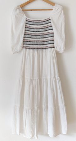 FLOWERS FOR FRIENDS Stufen-Kleid 100% Baumwolle weiss Gr.XS