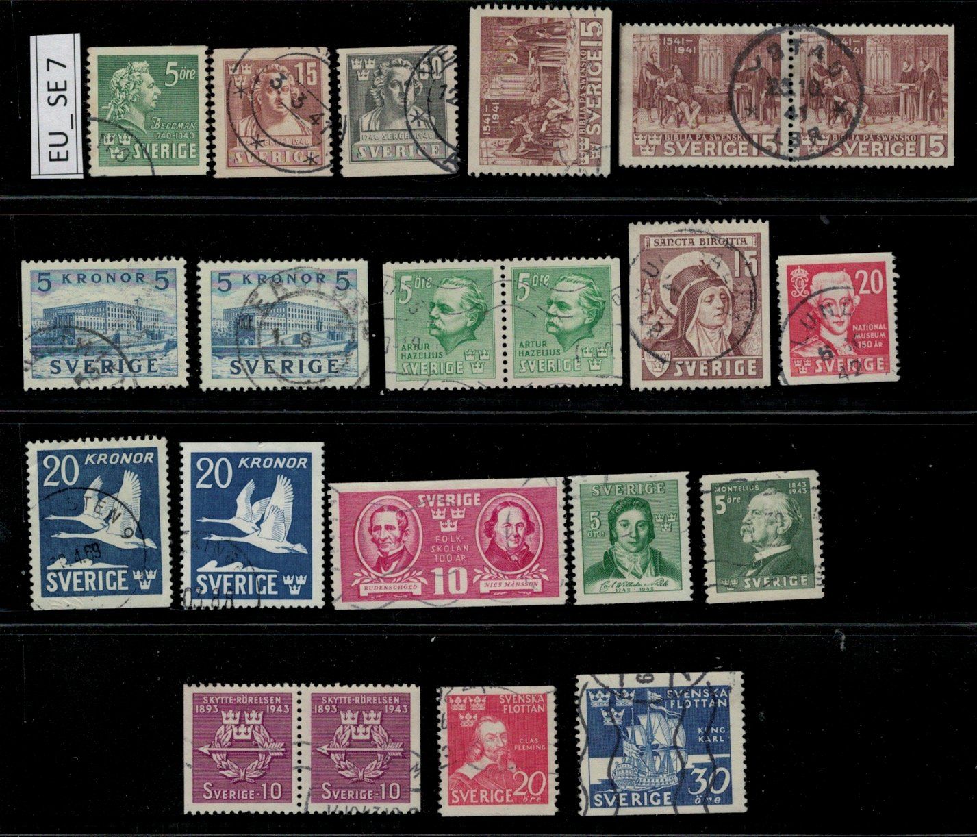 Tutti i francobolli: Schweden 1940/44, gestempelt, EU_SE7 – Usato da Erlenbach ZH venduto da panstamps