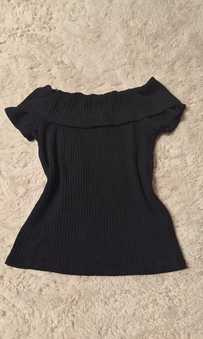 T-shirt: Damen Top C&A schwarz Grösse S Off Shoulder Rippstrick – Usato da Mellingen venduto da BiBi.16