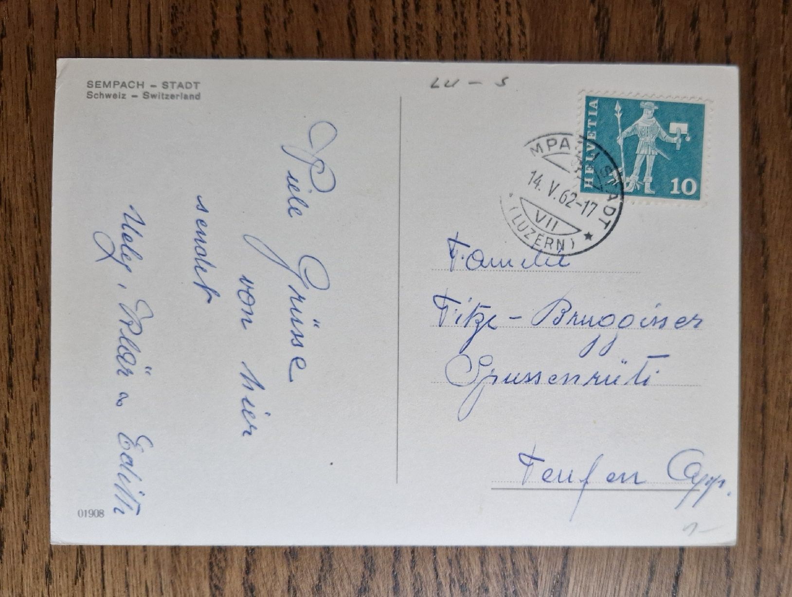 Cartoline postali: Städtchen Sempach 1962 – Usato da Ebikon venduto da Donar50 1