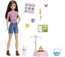 Barbie HDF71 Camping mit Skipper Puppe und Häschen