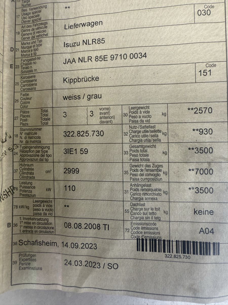 Kipper: Isuzu NLR 85 Kipper – Gebraucht aus Niederbipp von baggerch 8