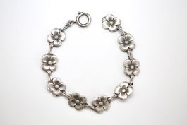 Silber Armkette mit Blumenmotiven